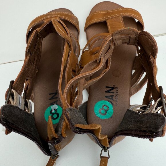 Roan Women's Brown Gladiator Sandals Size 8 Genuine Leather Strappy Open Toe - Picture 7 of 9